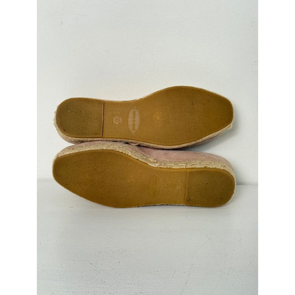 Reformation Tan Suede Espadrille Platform Flats Size 37 Made in Spain ballet
